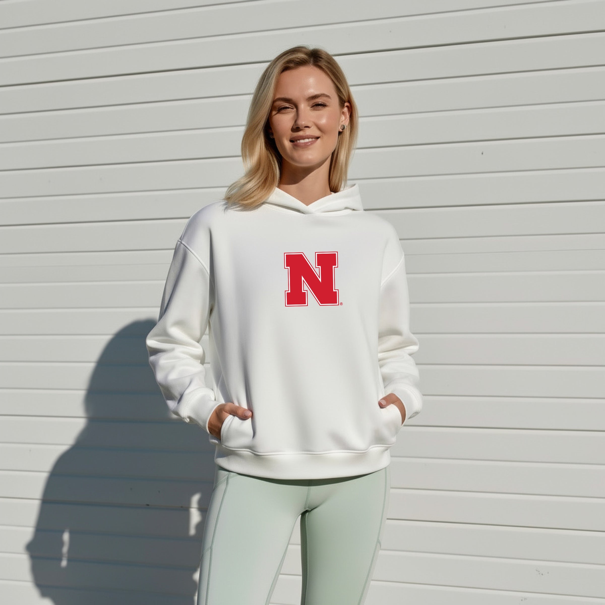 Oversized Zipper Pocket Hoodie Nebraska