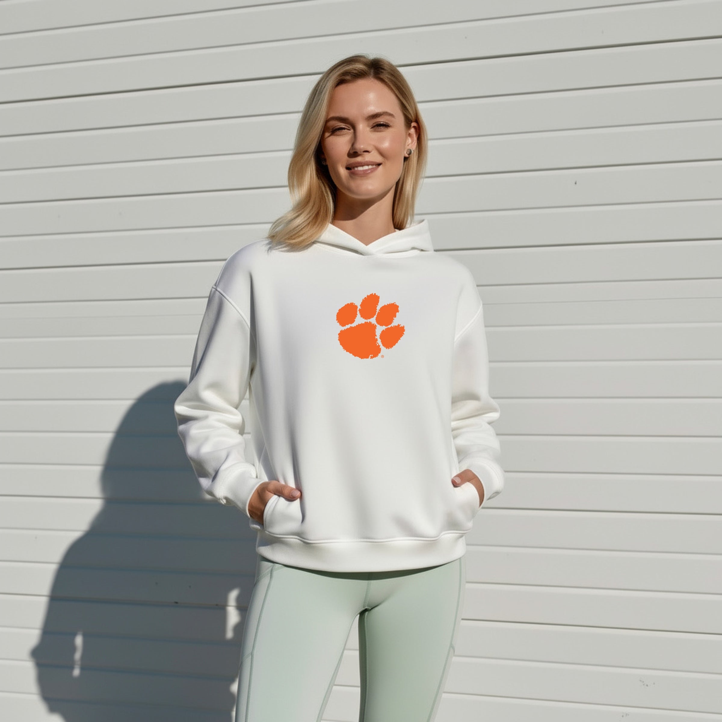 Oversized Zipper Pocket Hoodie Clemson