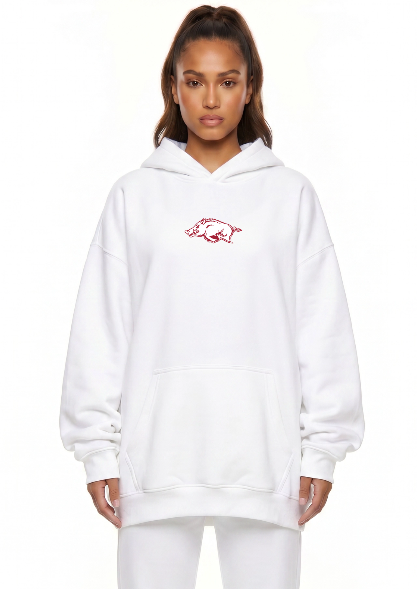 Oversized Zipper Pocket Hoodie Arkansas