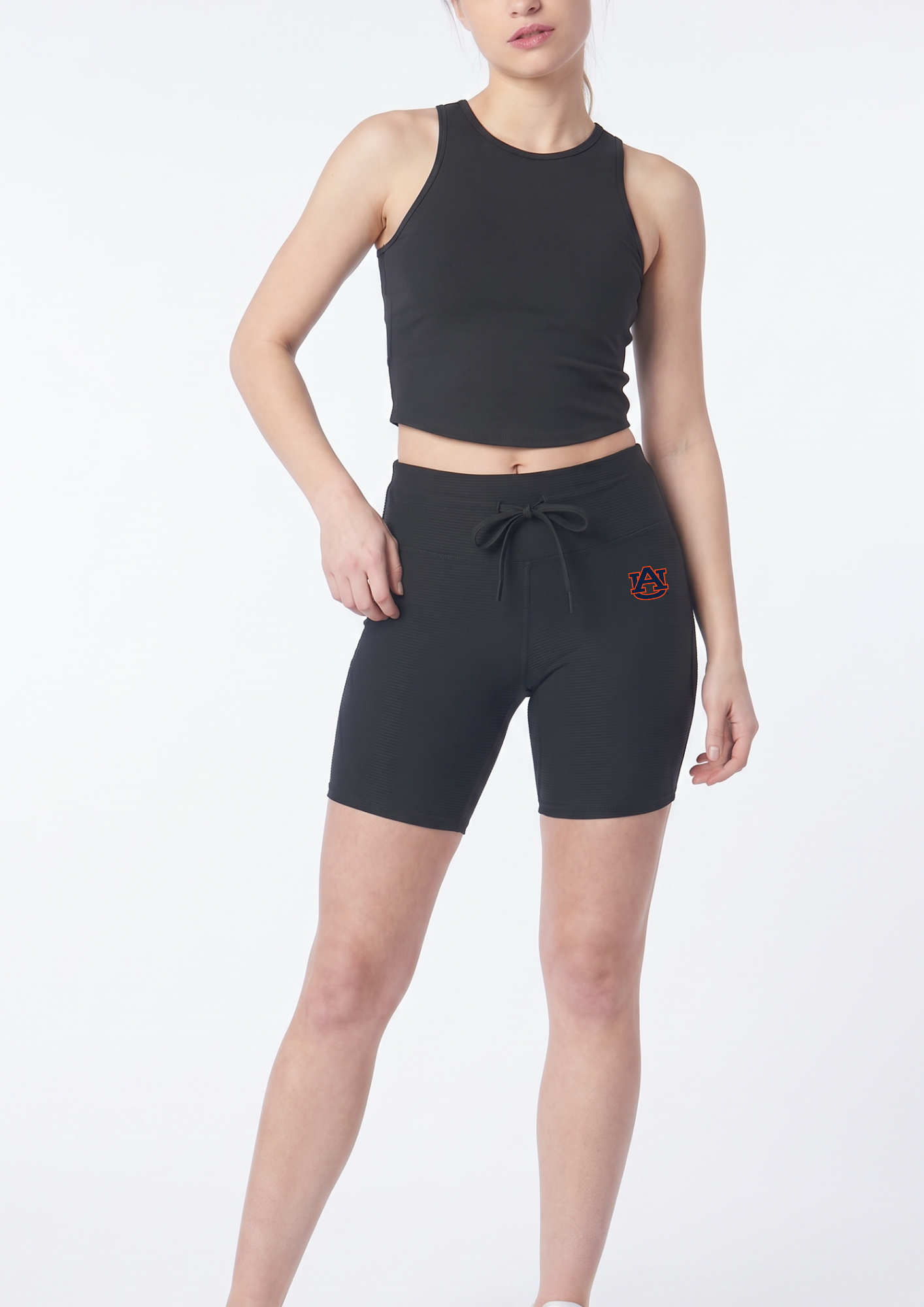 Kadi 2x2 Rib Tie Shorts Black Auburn