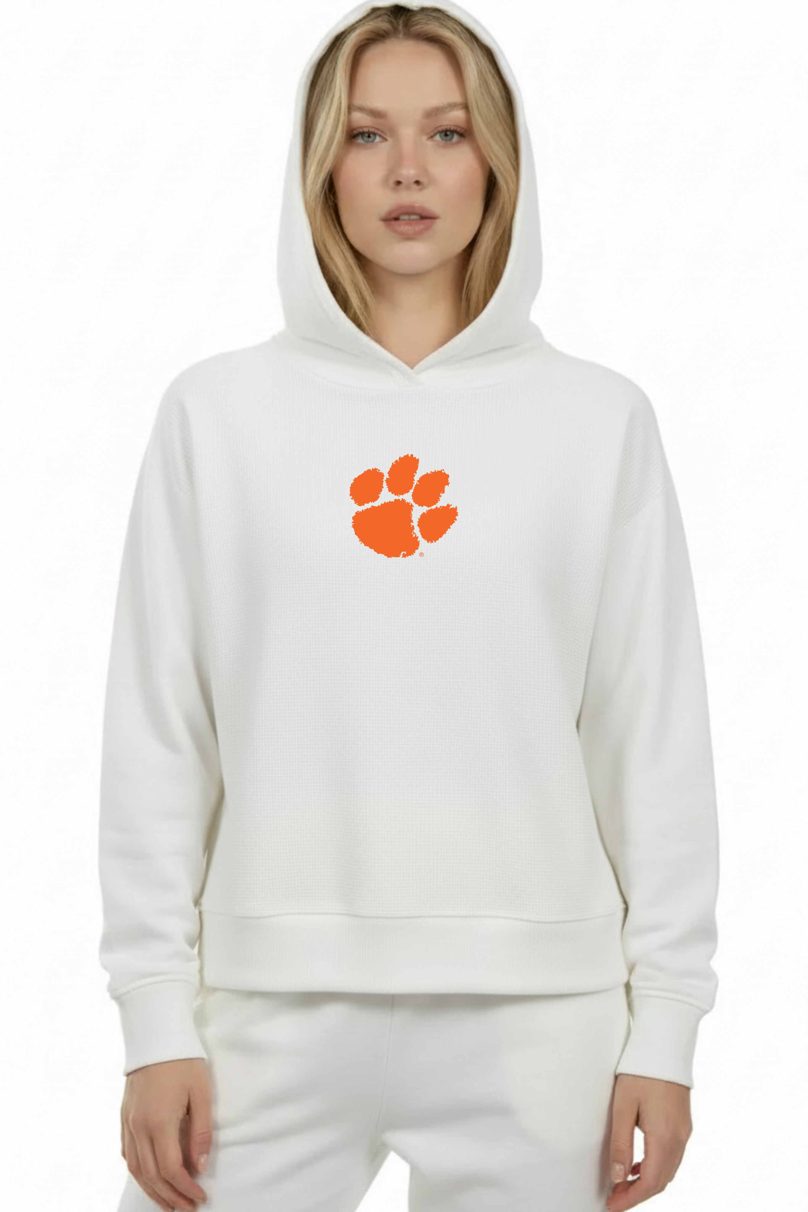 Relaxed Fit Waffle Hoodie Clemson