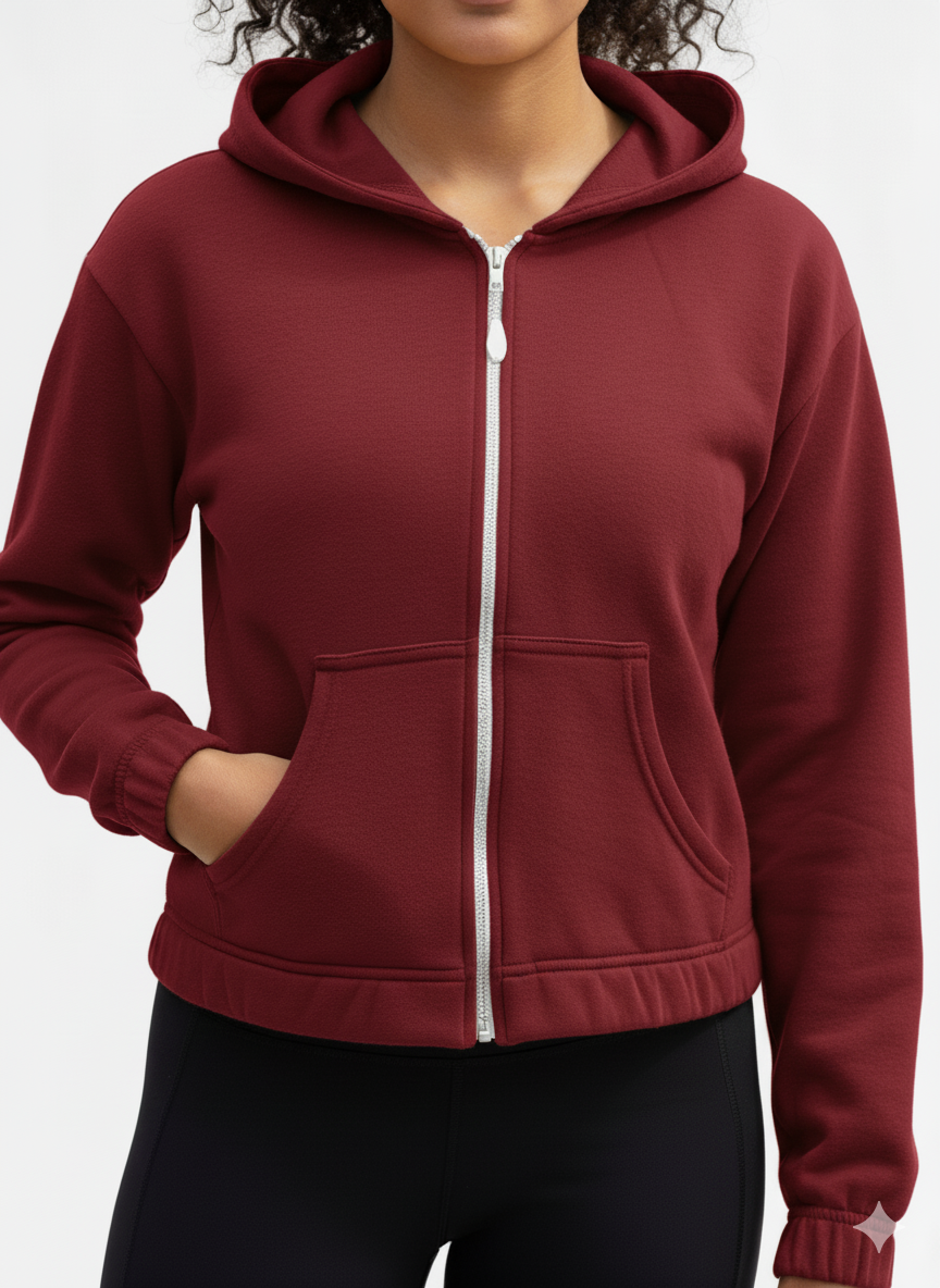 CROPPED ELASTICIZED HOODIE JACKET