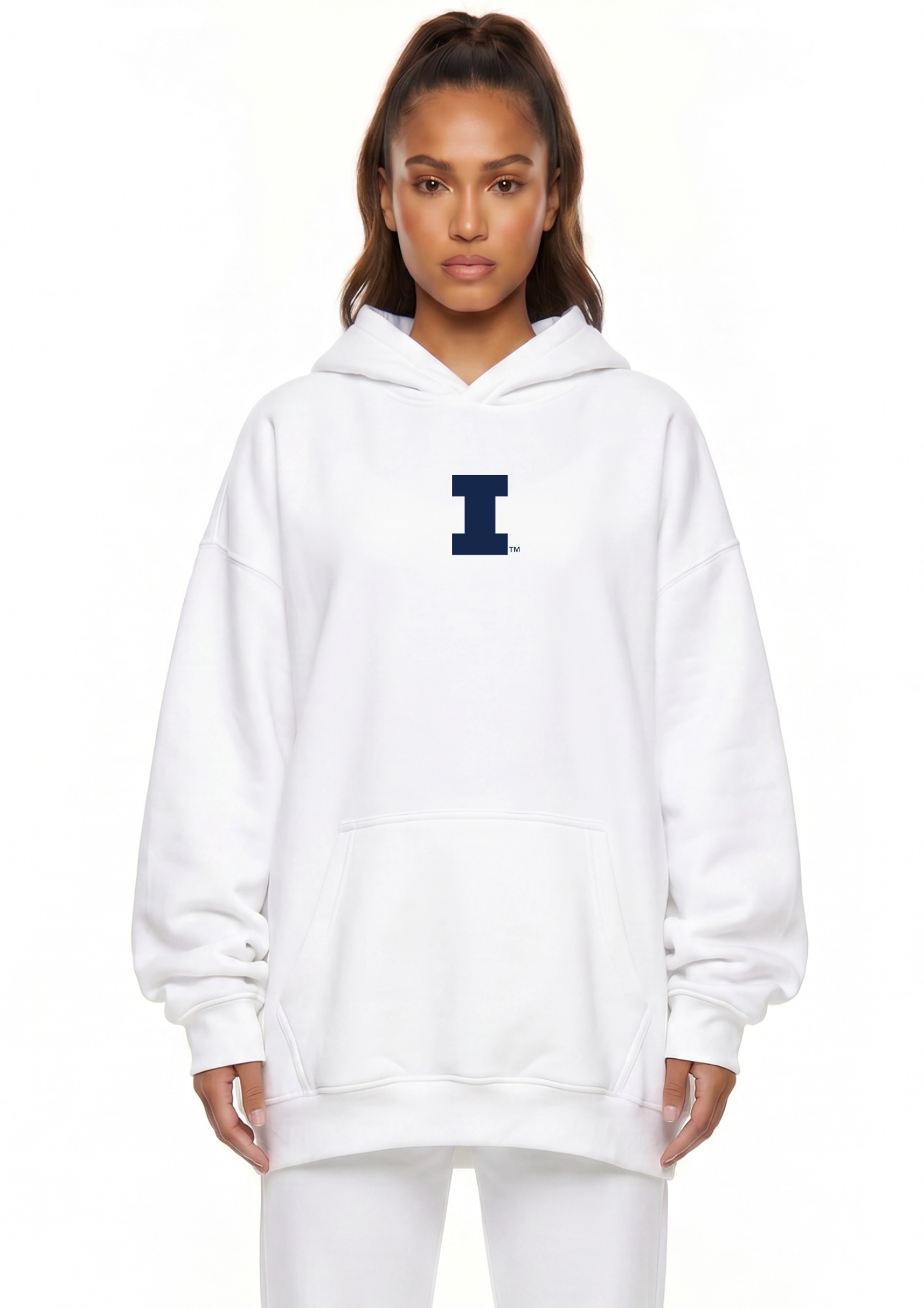 Oversized Zipper Pocket Hoodie Illinois
