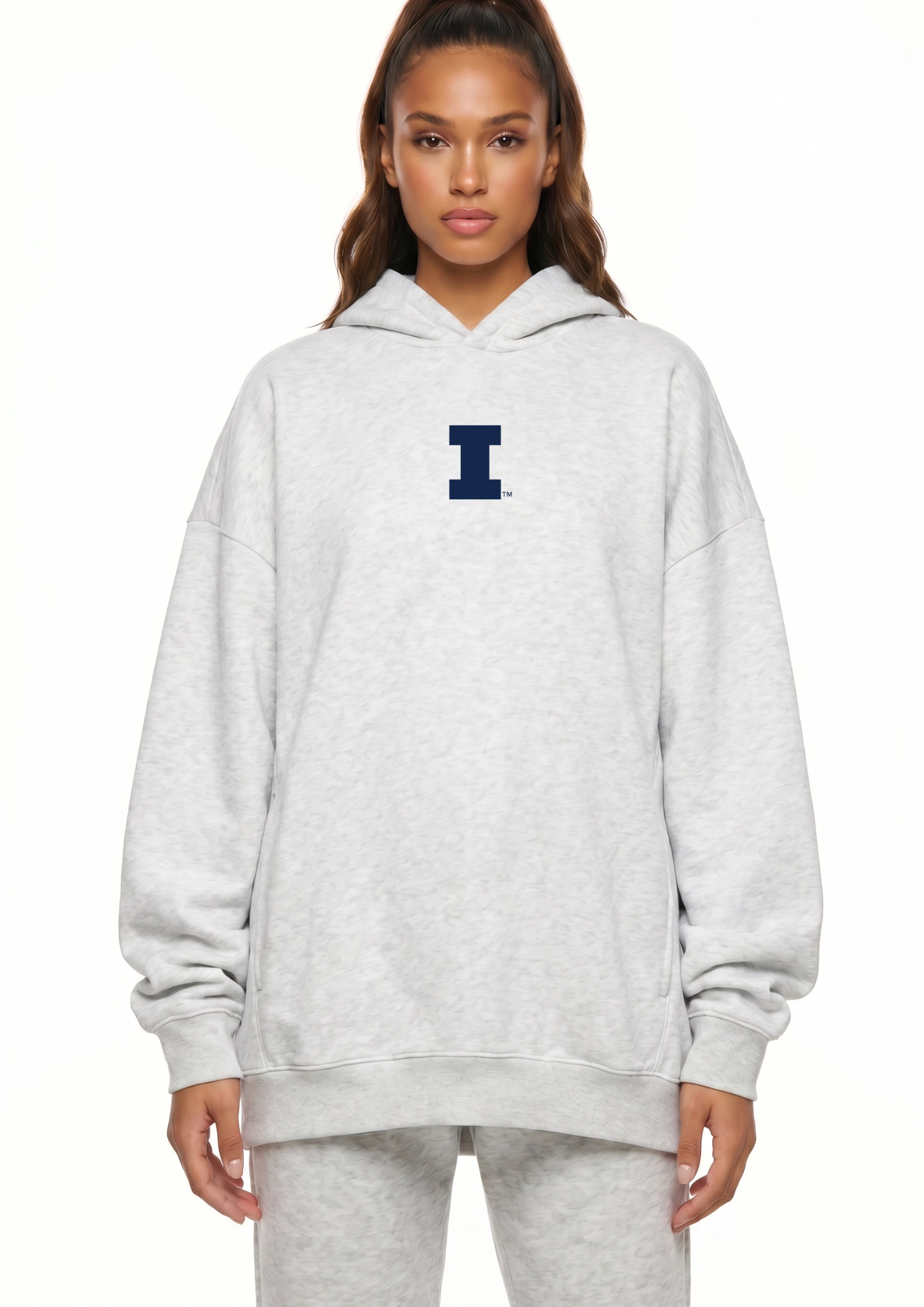 Oversized Zipper Pocket Hoodie Illinois