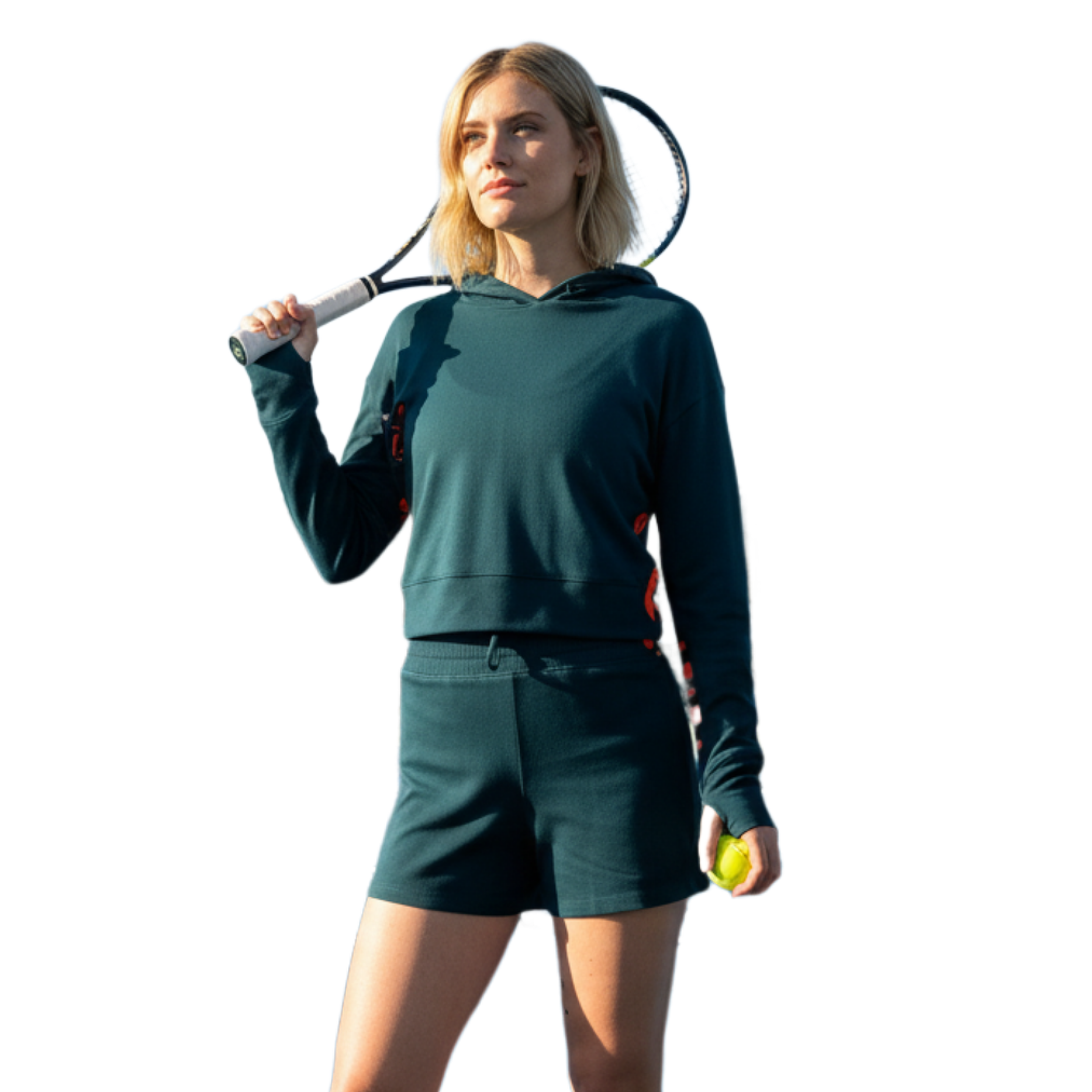 WAFFLE CROPPED PULLOVER HOODIE SHORT SET