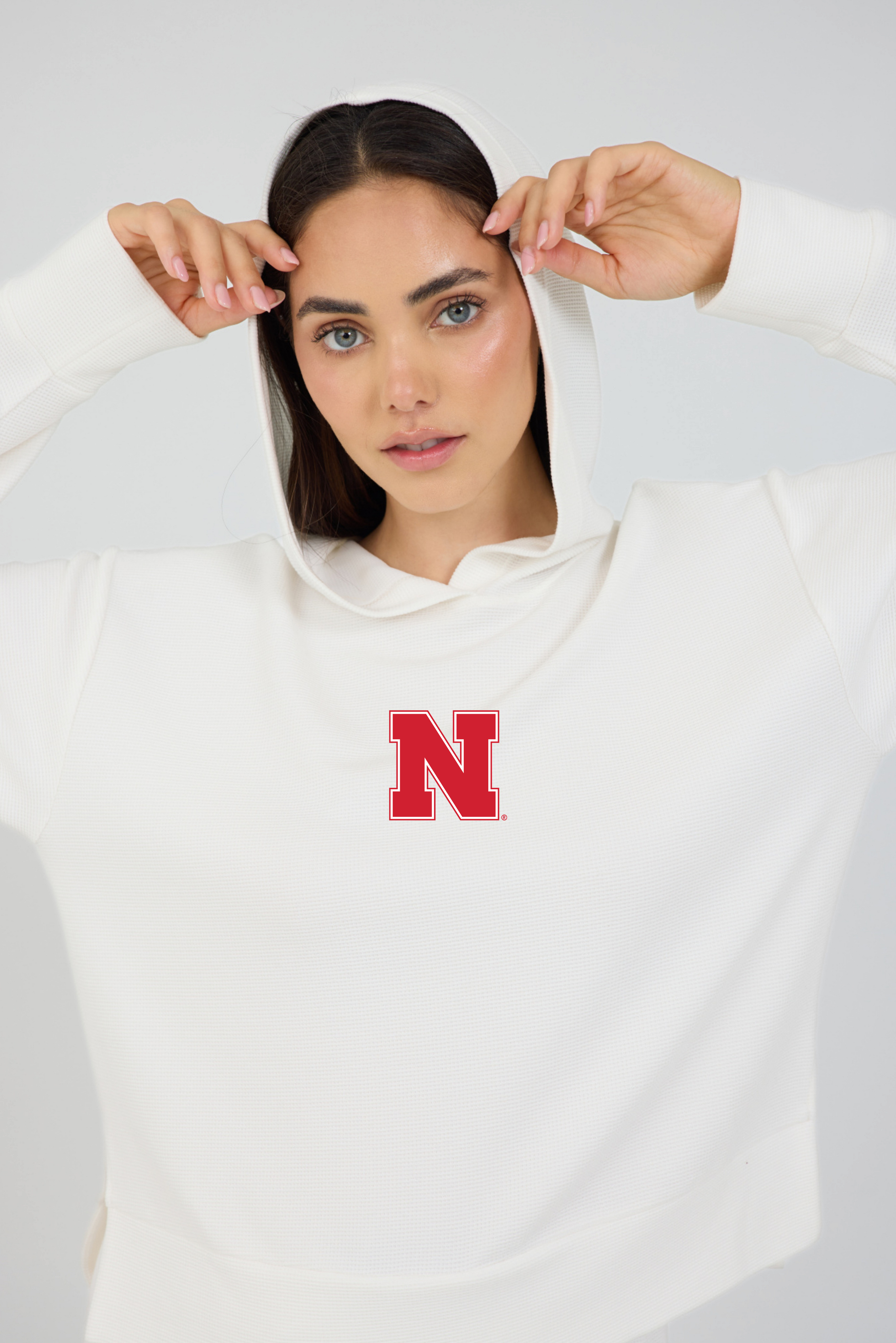 Relaxed Fit Waffle Hoodie Nebraska