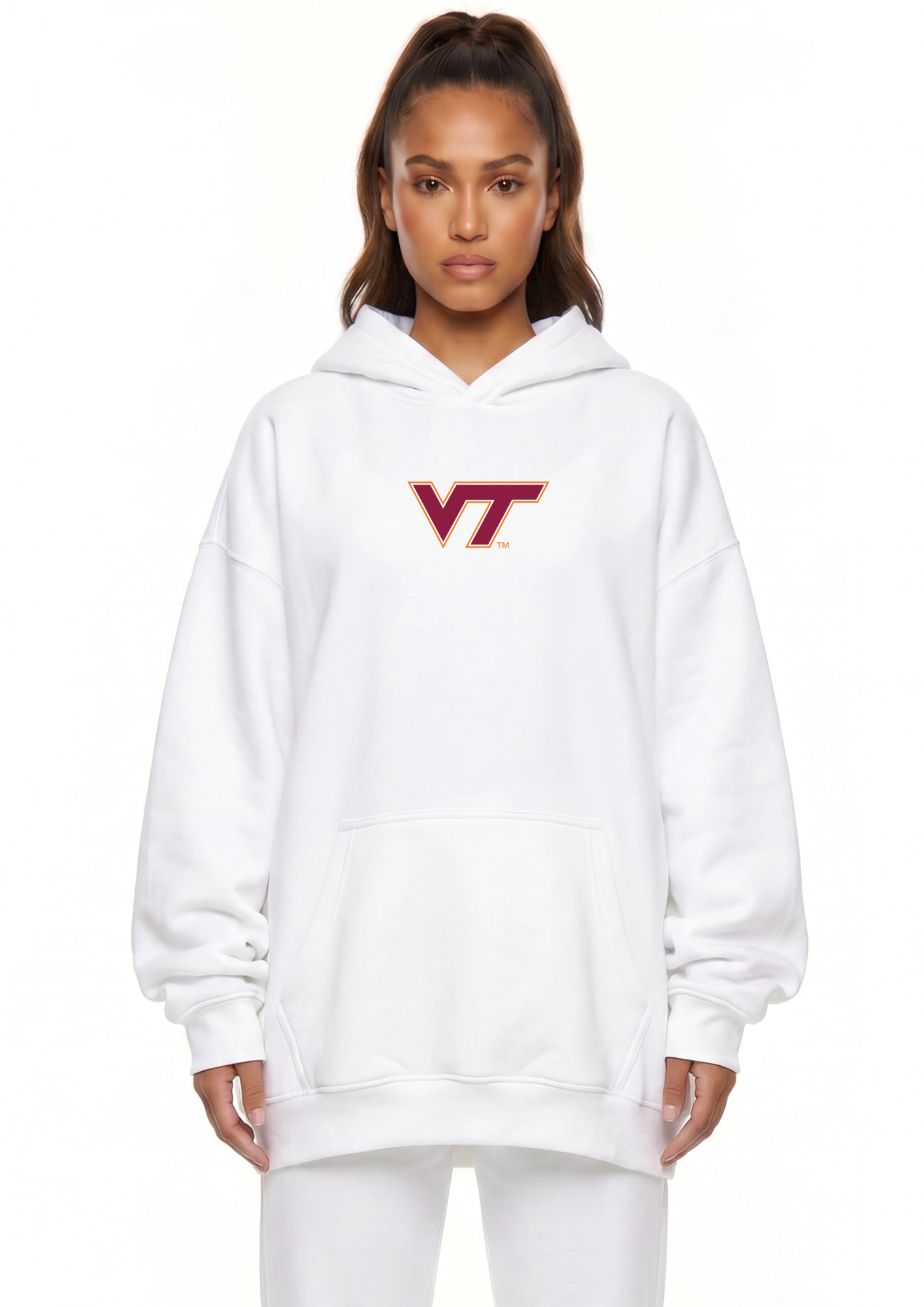 Oversized Zipper Pocket Hoodie Virginia Tech