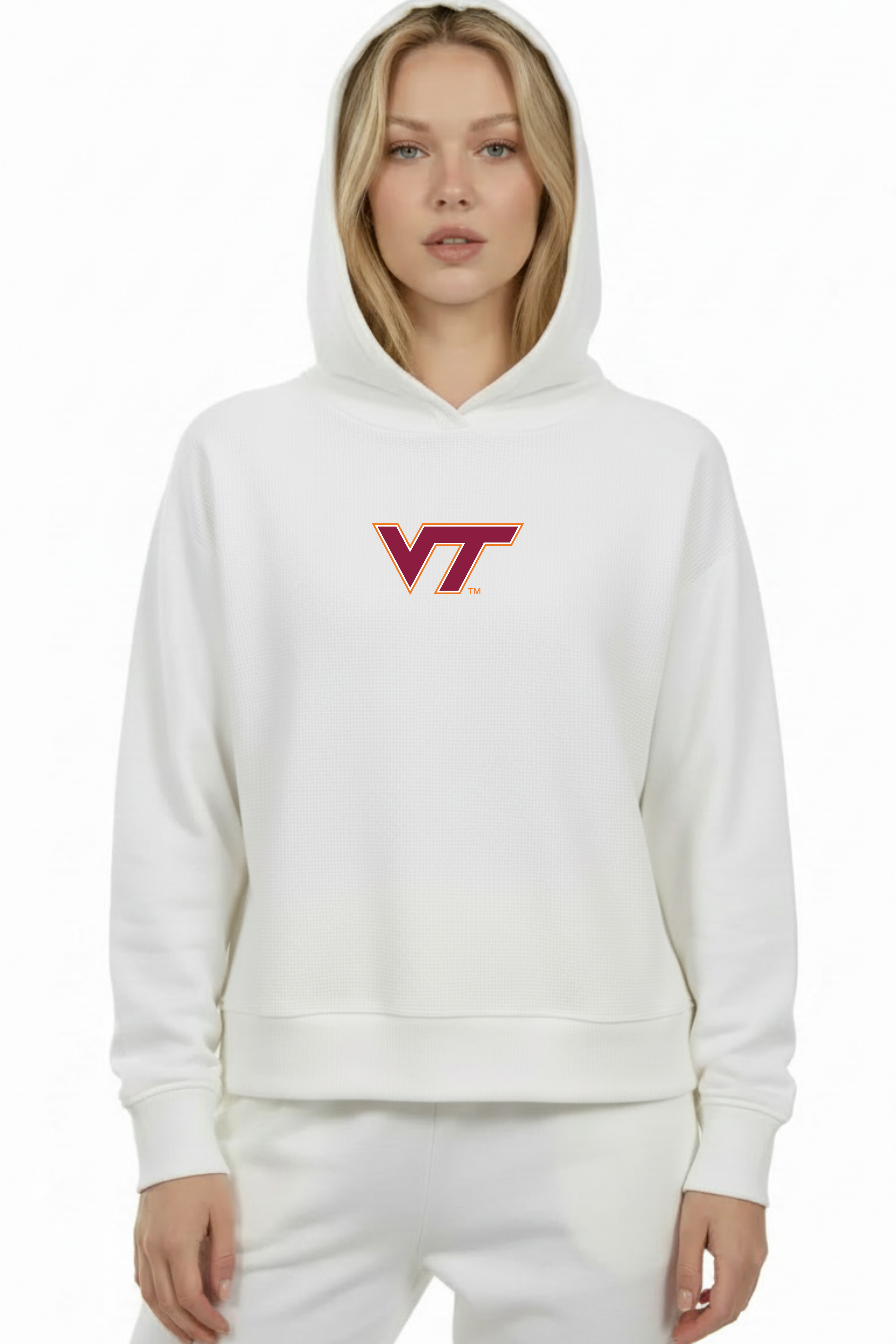 Relaxed Fit Waffle Hoodie Virginia Tech