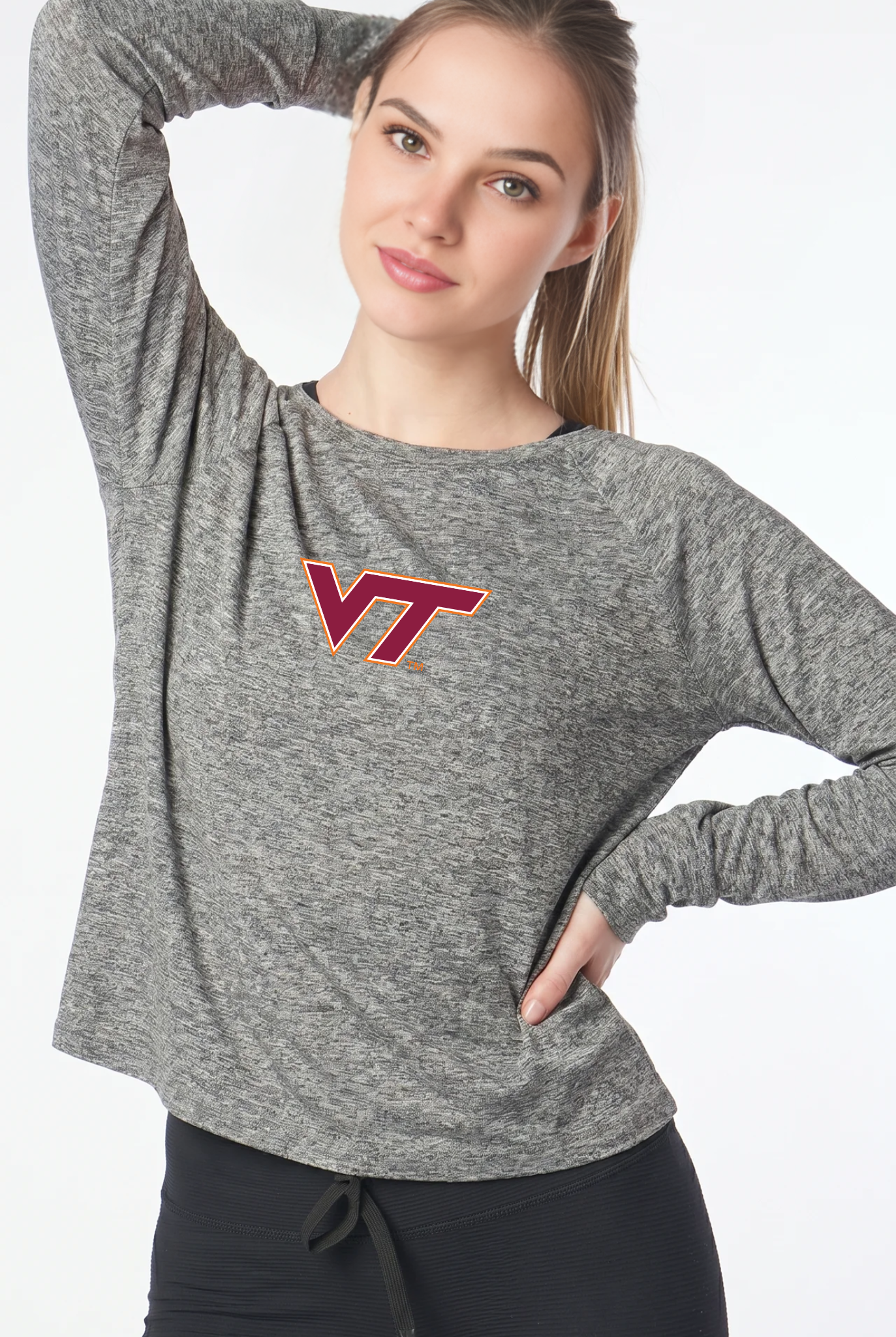 Kadi Raglan Long Sleeve Heather Grey Virginia Tech