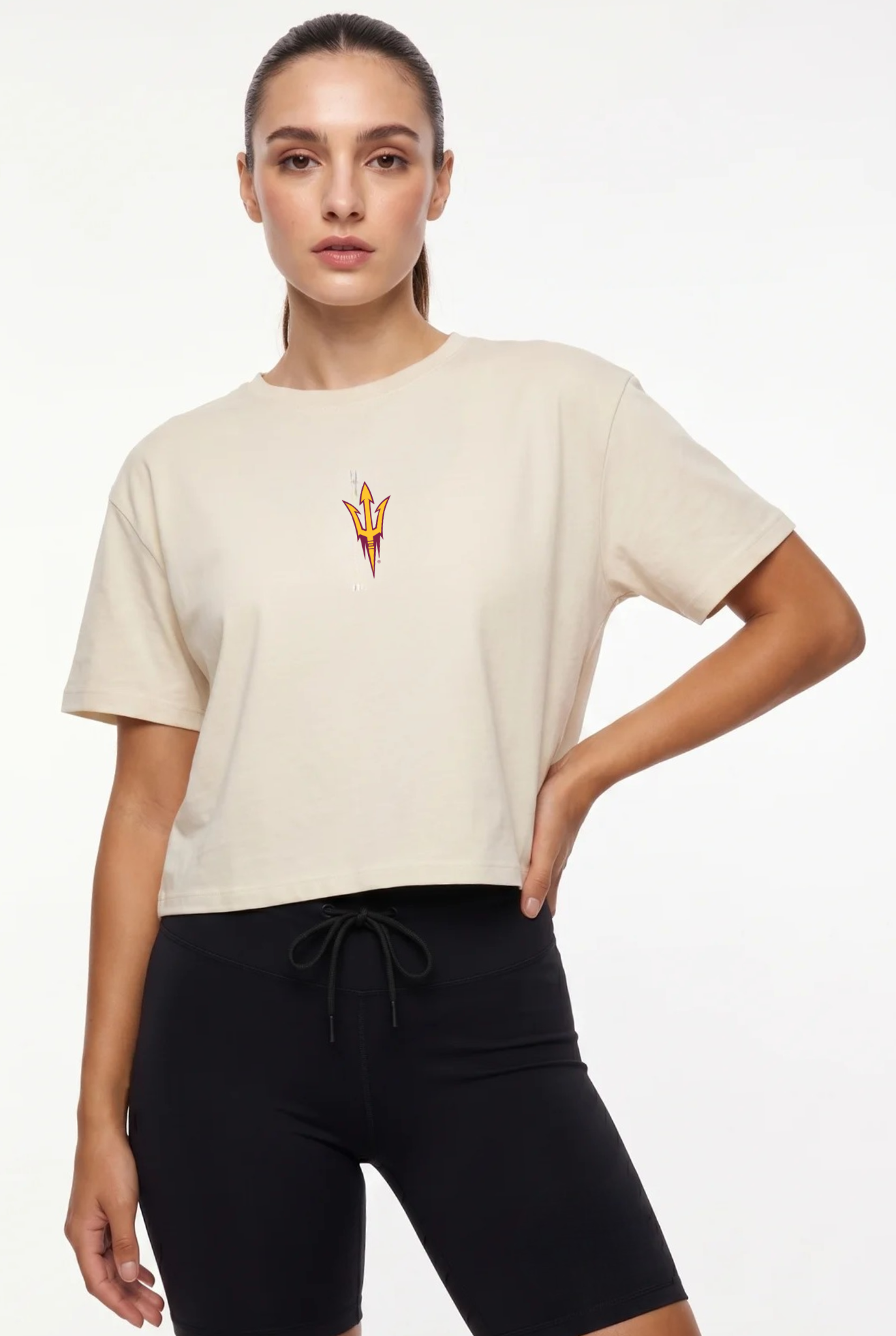 Arizona State Kadi Turnout Tee, Bone colorway – modern fit tee, styled view