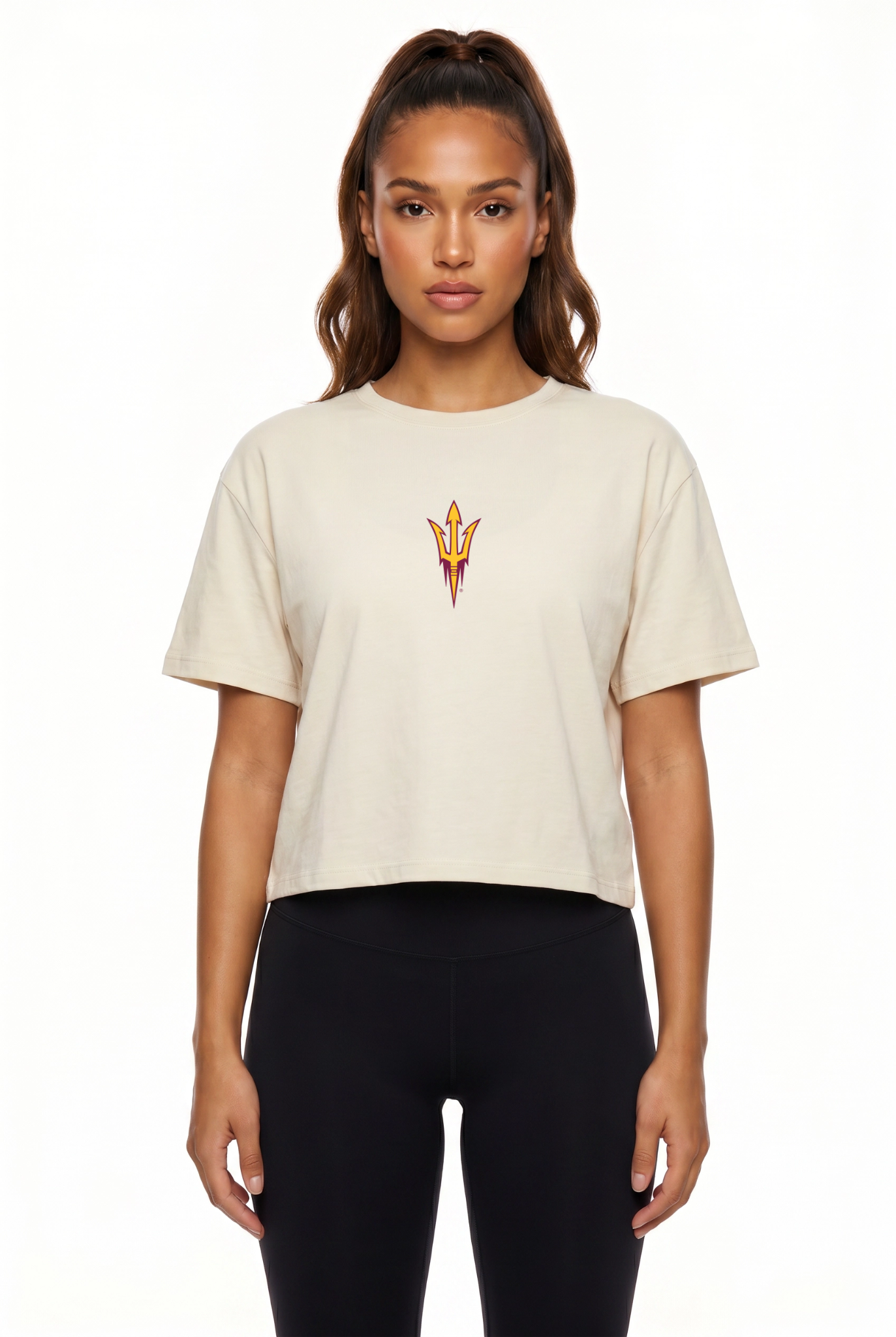 Arizona State Kadi Turnout Tee, Bone colorway – officially licensed team logo front and center, front view