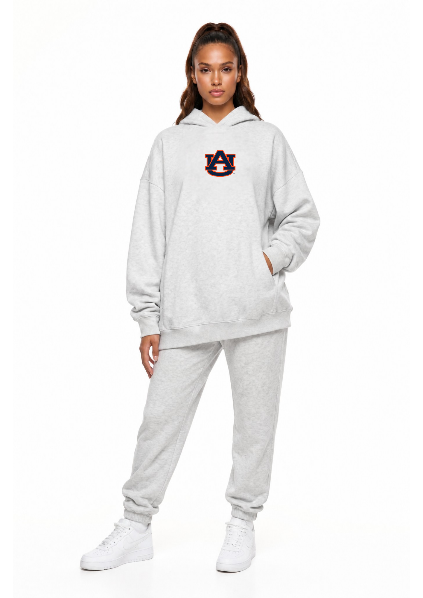 Auburn Kadi Oversized Zipper Pocket Hoodie, Athletic Heather Grey colorway