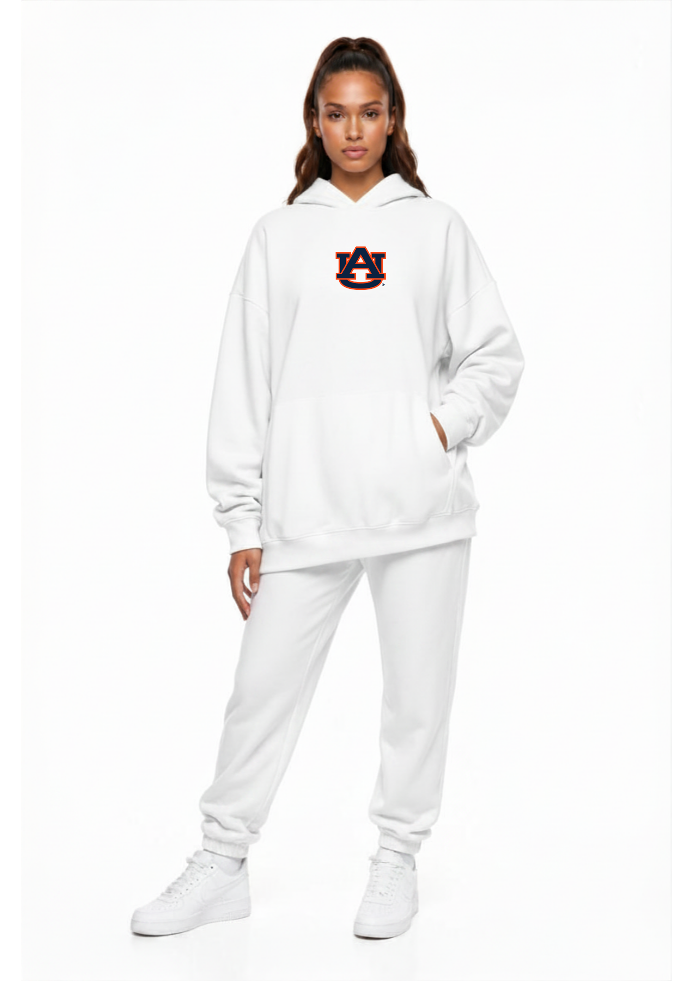 Auburn Kadi Oversized Zipper Pocket Hoodie, White colorway – oversized fit with two functional front zipper pockets