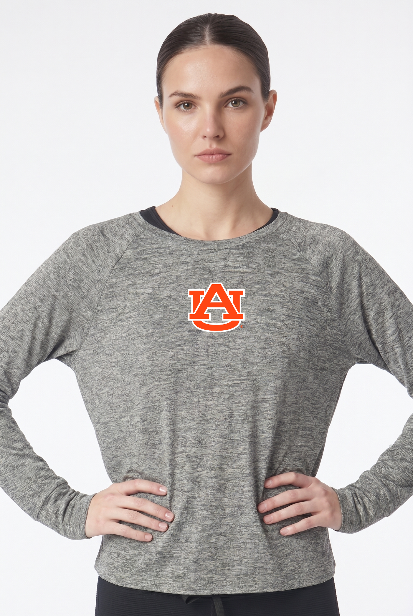 Auburn Kadi Raglan Long Sleeve, Heather Grey – front view