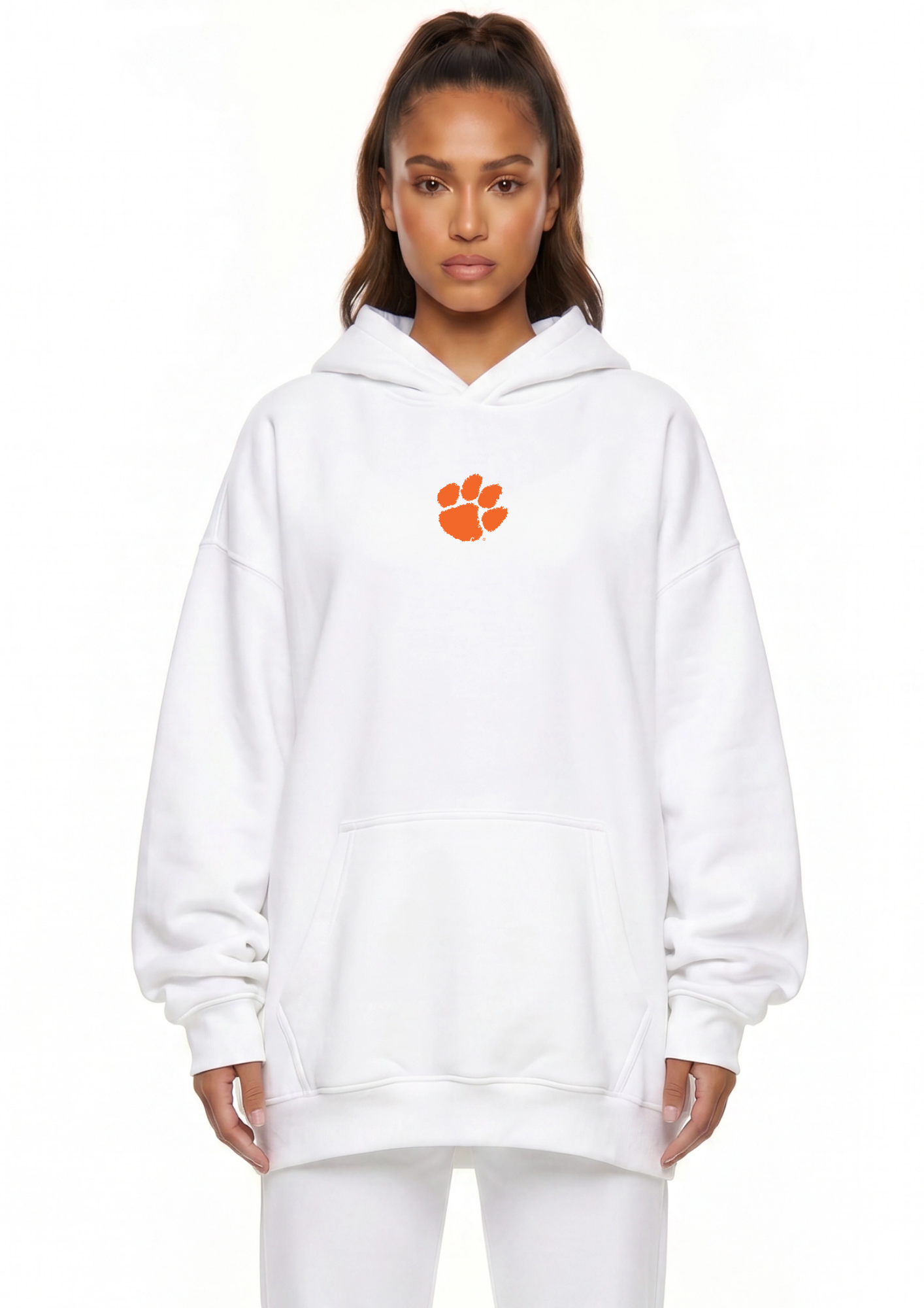 Clemson Kadi Oversized Zipper Pocket Hoodie – front view