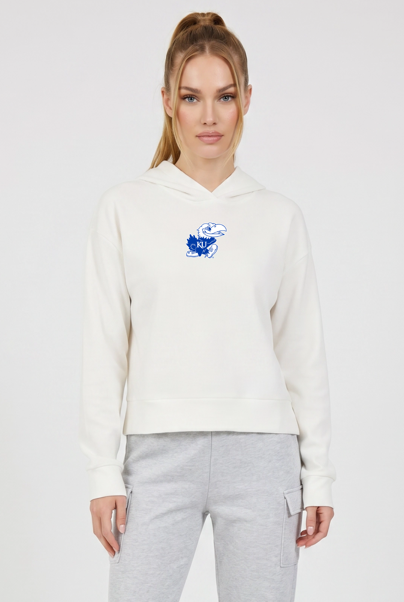 Kadi Relaxed Fit Waffle Hoodie Coconut Cream Kansas