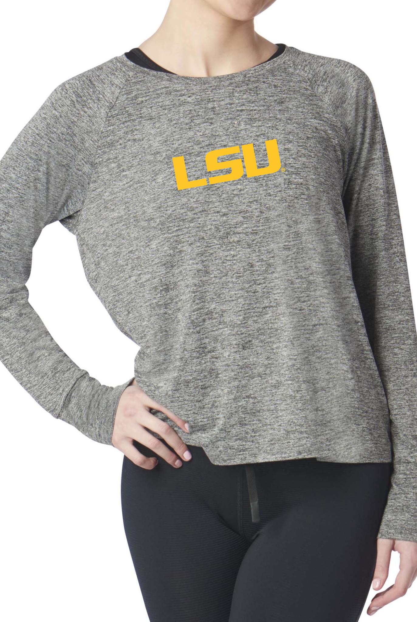LSU Raglan Long Sleeve Heather Jersey alt