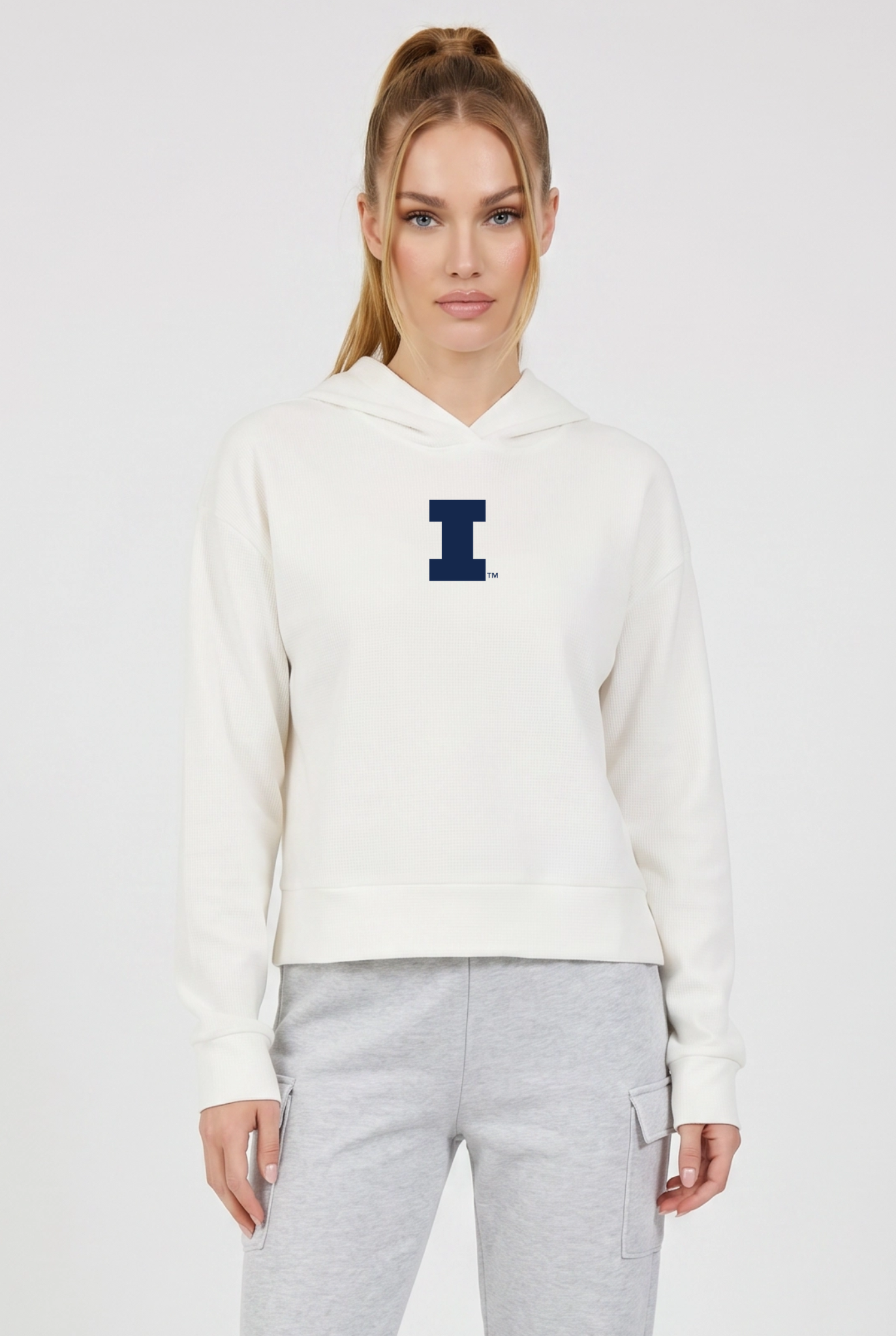 Kadi Relaxed Fit Waffle Hoodie Coconut Cream Illinois