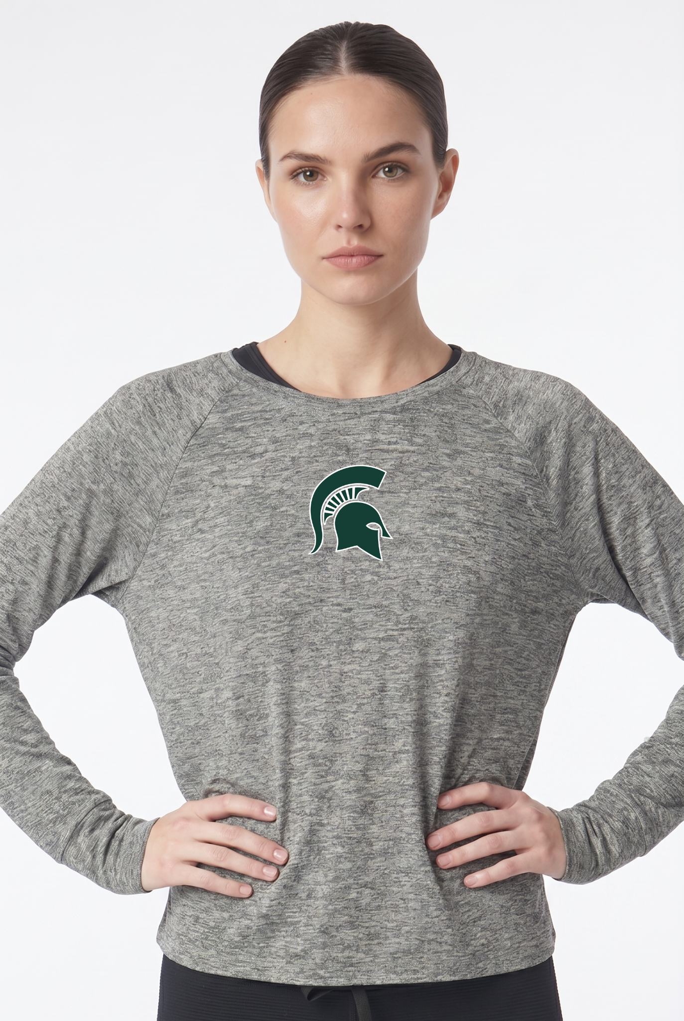Michigan State Raglan Long Sleeve Heather Jersey