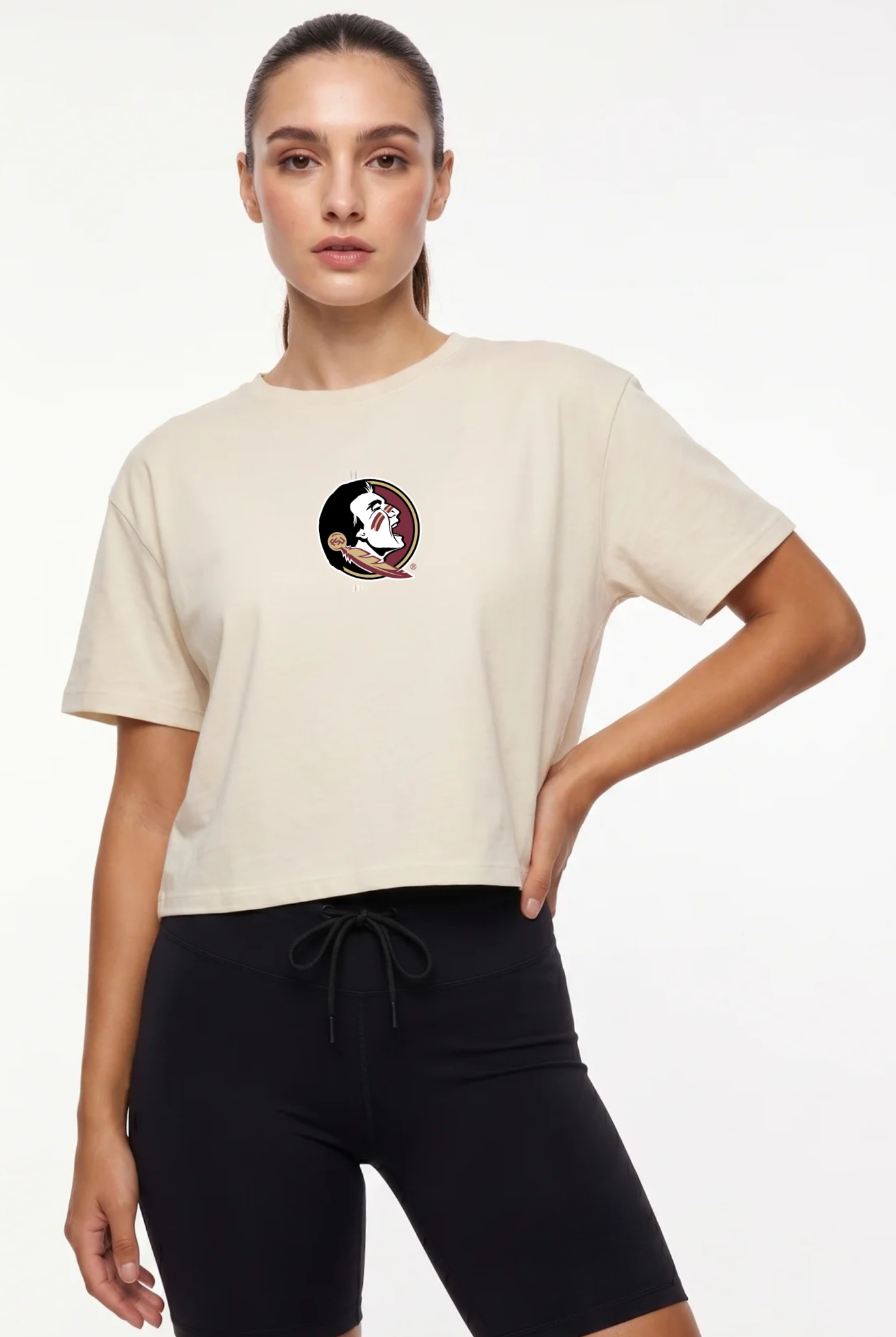 Florida State Kadi Turnout Tee, Bone colorway – modern fit tee, styled view