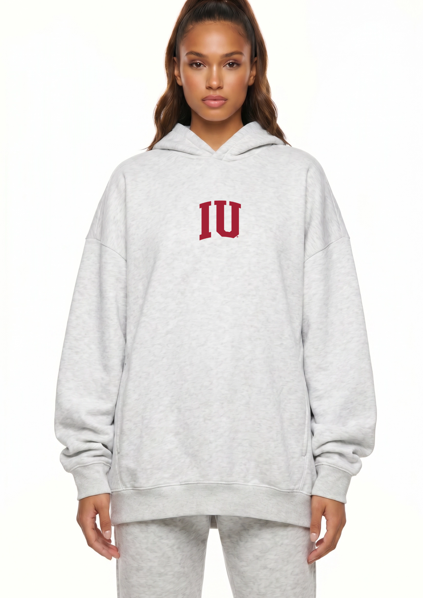 Indiana Kadi Oversized Zipper Pocket Hoodie – front view