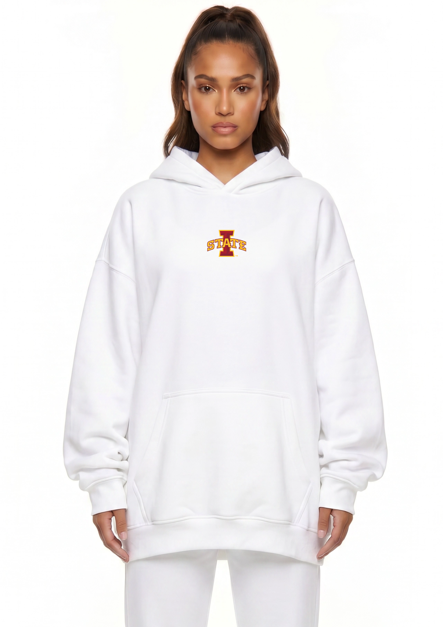 Iowa State Kadi Oversized Zipper Pocket Hoodie – front view