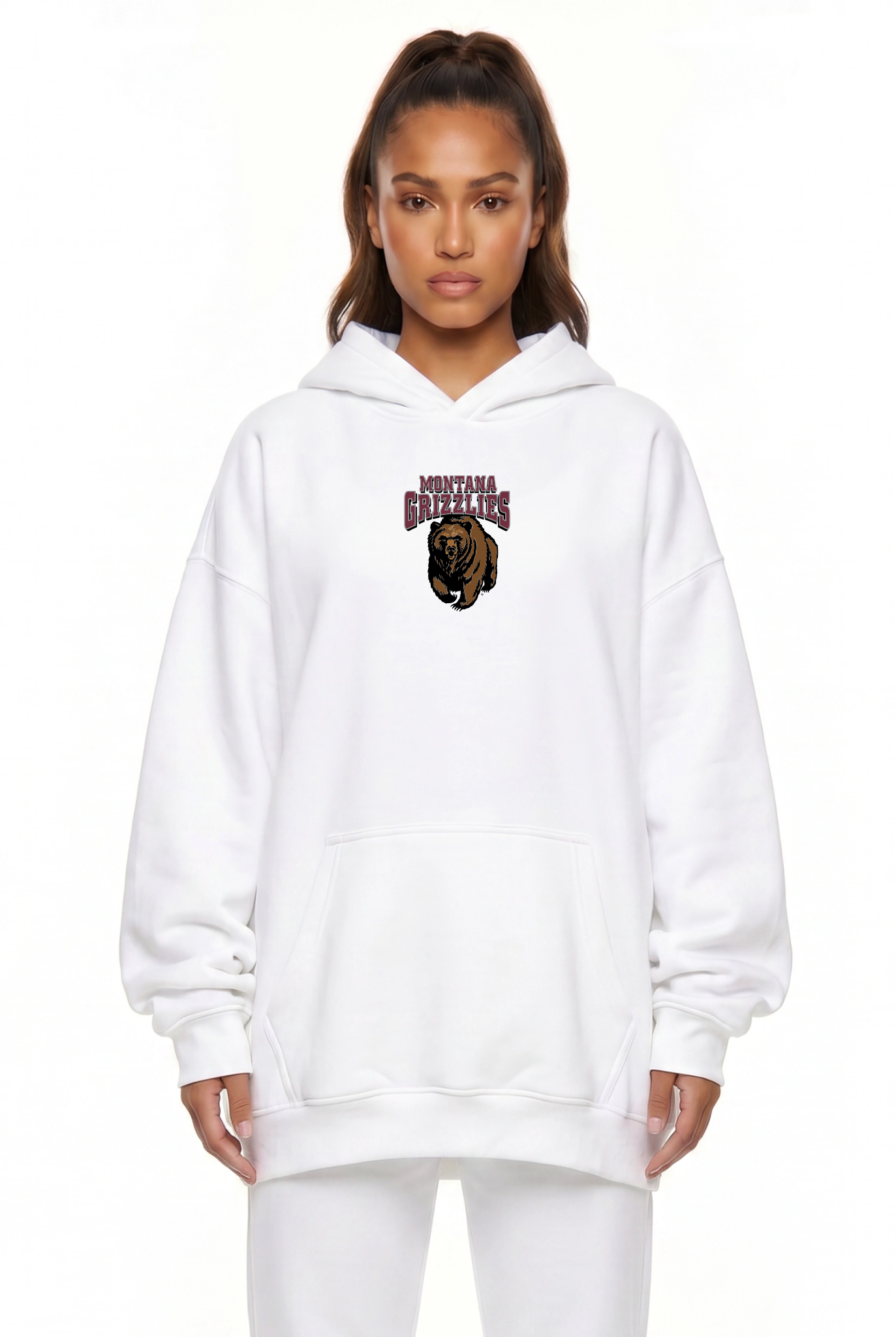 Montana Grizzlies Kadi Oversized Zipper Pocket Hoodie, Athletic Heather Grey colorway