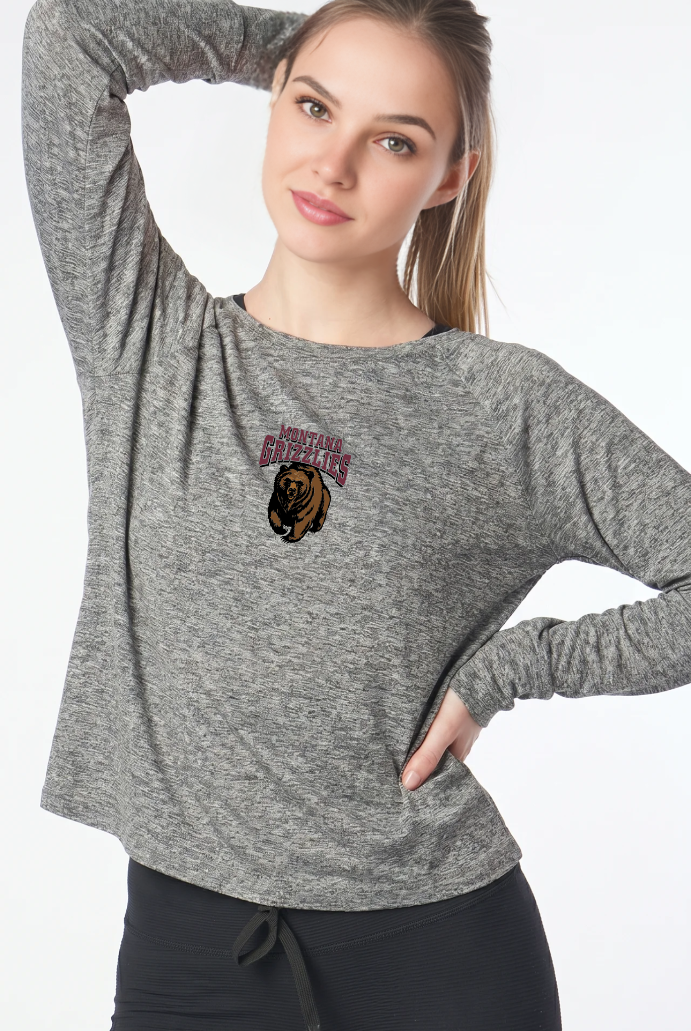 Montana Grizzlies Kadi Raglan Long Sleeve, Heather Grey – alternate angle