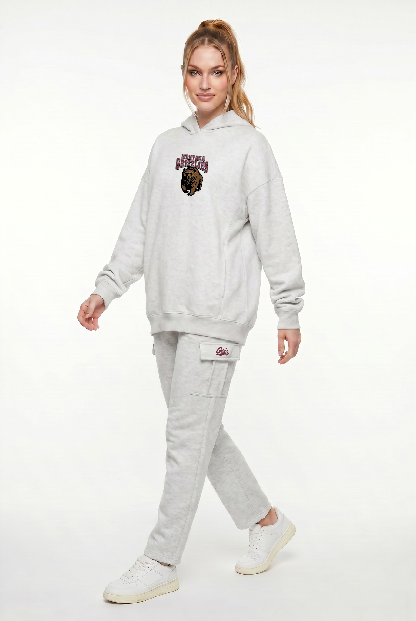 Montana State Kadi Cargo Straight Fleece pant, Athletic Heather Grey colorway