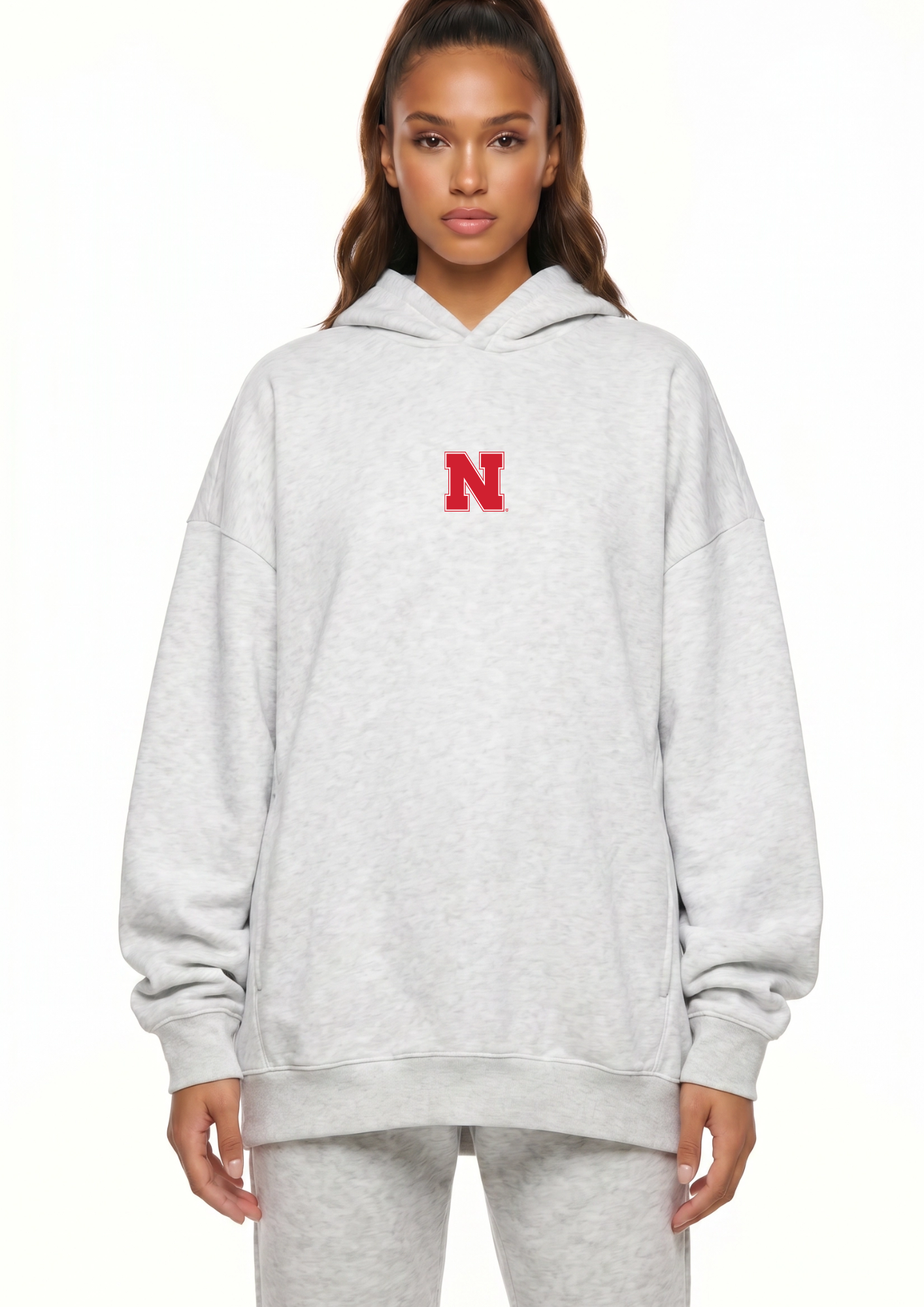 Nebraska Kadi Oversized Zipper Pocket Hoodie – alternate angle