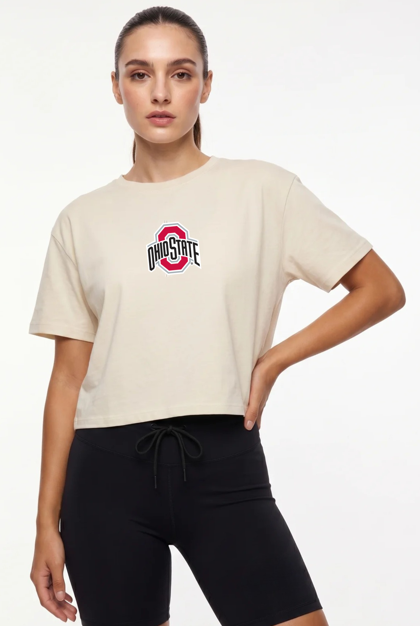 Ohio State Kadi Turnout Tee, Bone colorway – modern fit tee, styled view