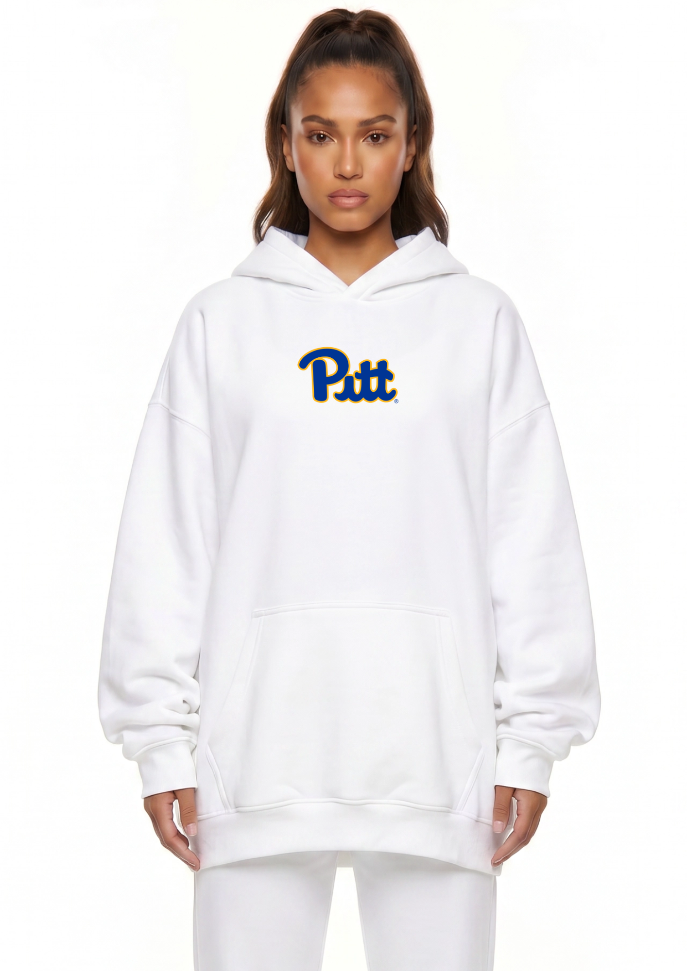 Pittsburgh Kadi Oversized Zipper Pocket Hoodie – front view