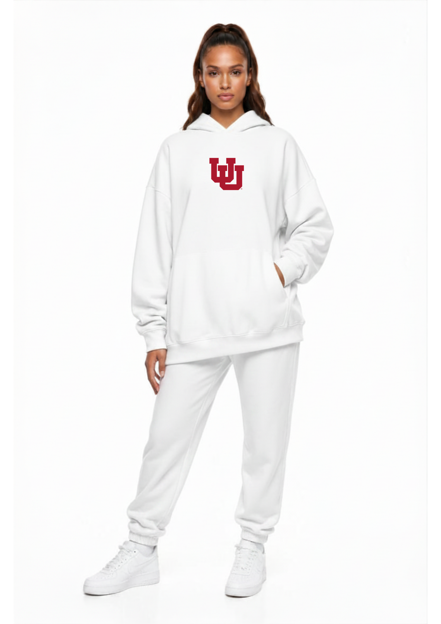 Utah Kadi Oversized Zipper Pocket Hoodie, White colorway – oversized fit with two functional front zipper pockets