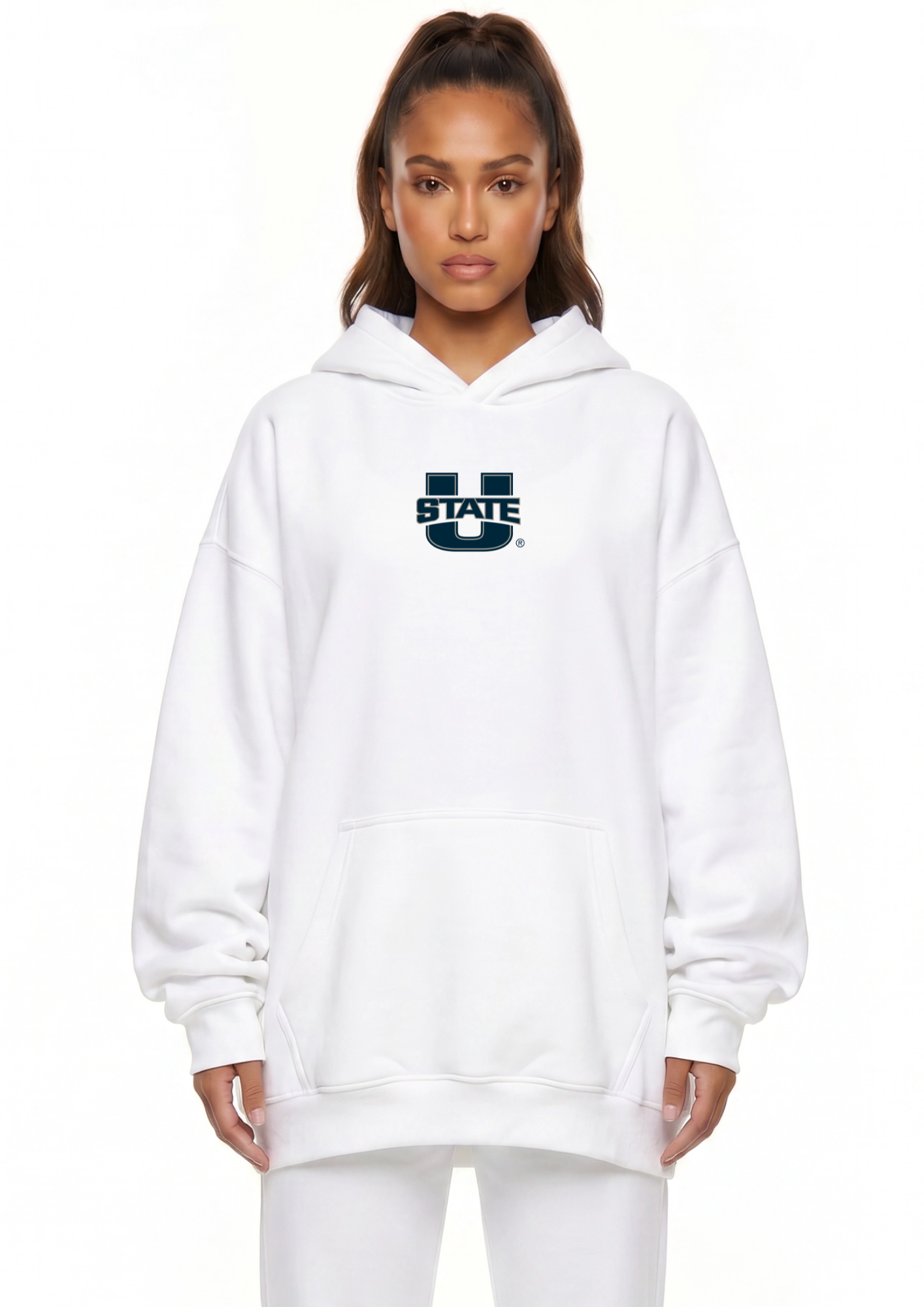 Utah State Kadi Oversized Zipper Pocket Hoodie – front view