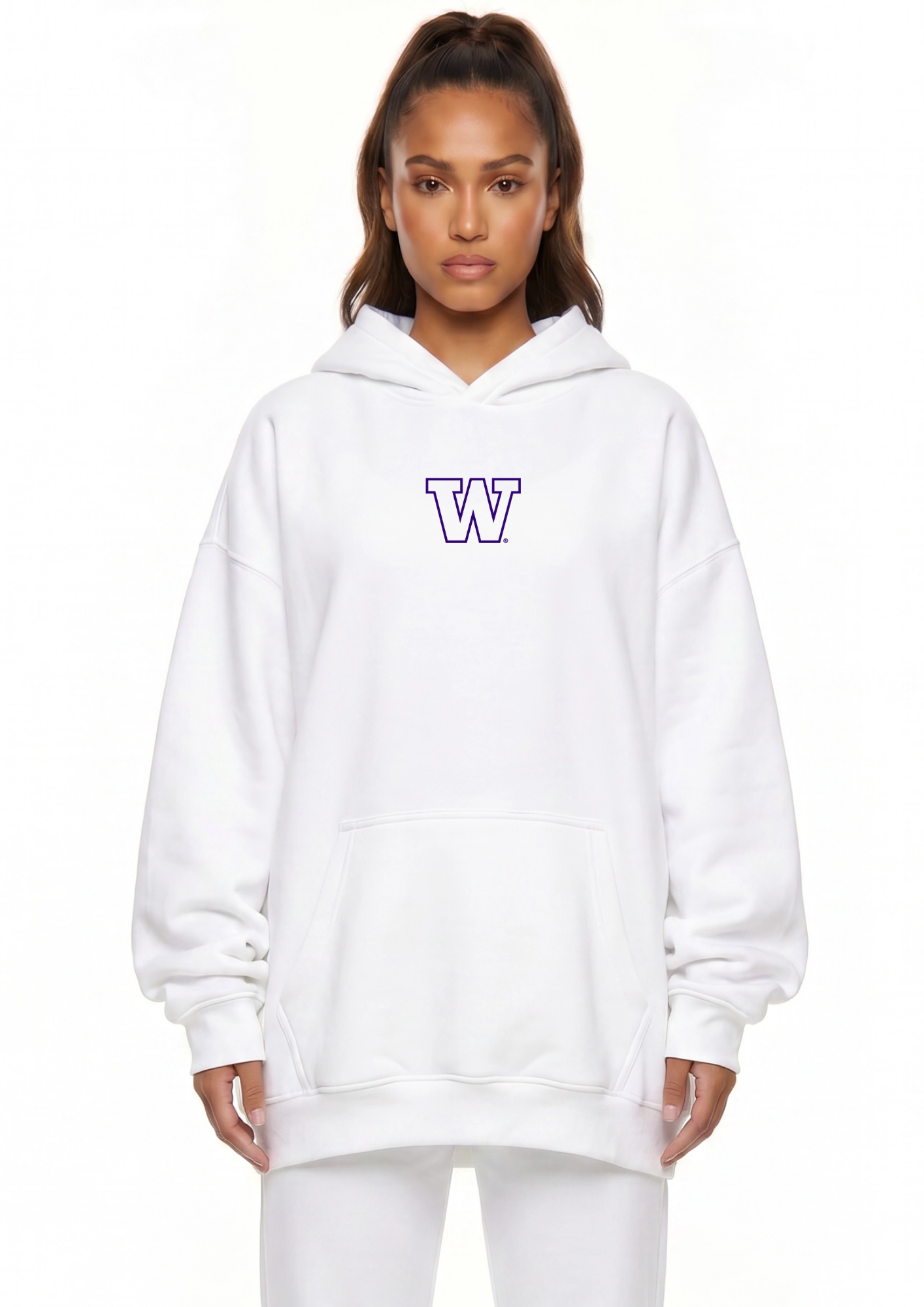 Washington Kadi Oversized Zipper Pocket Hoodie – front view