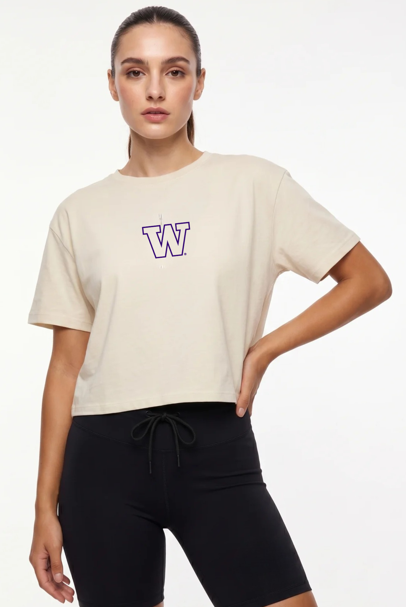 Washington Kadi Turnout Tee, Bone colorway – modern fit tee, styled view