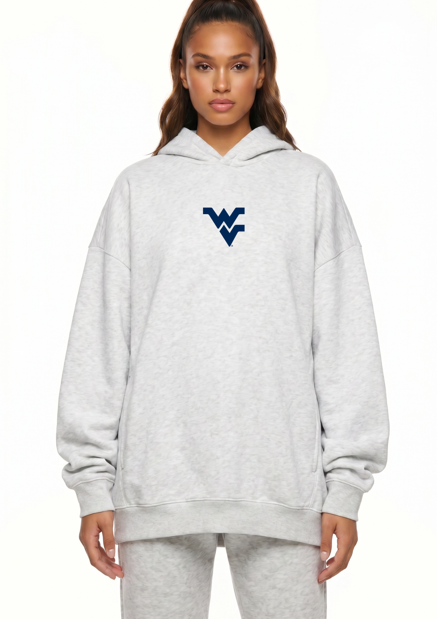 West Virginia Kadi Oversized Zipper Pocket Hoodie – alternate angle