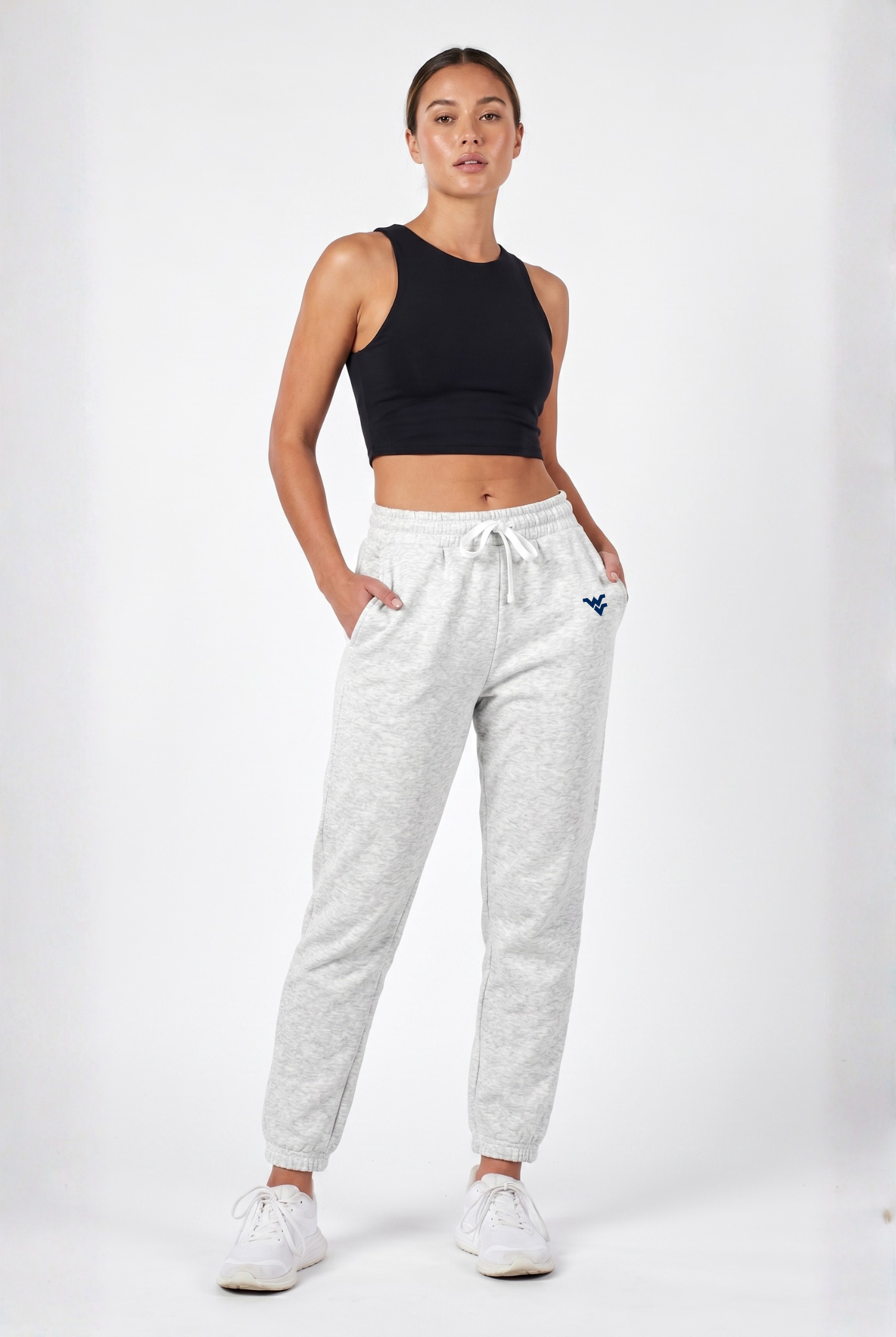West Virginia Kadi Side Pocket Jogger, Athletic Heather Grey colorway – relaxed fit jogger with side pockets